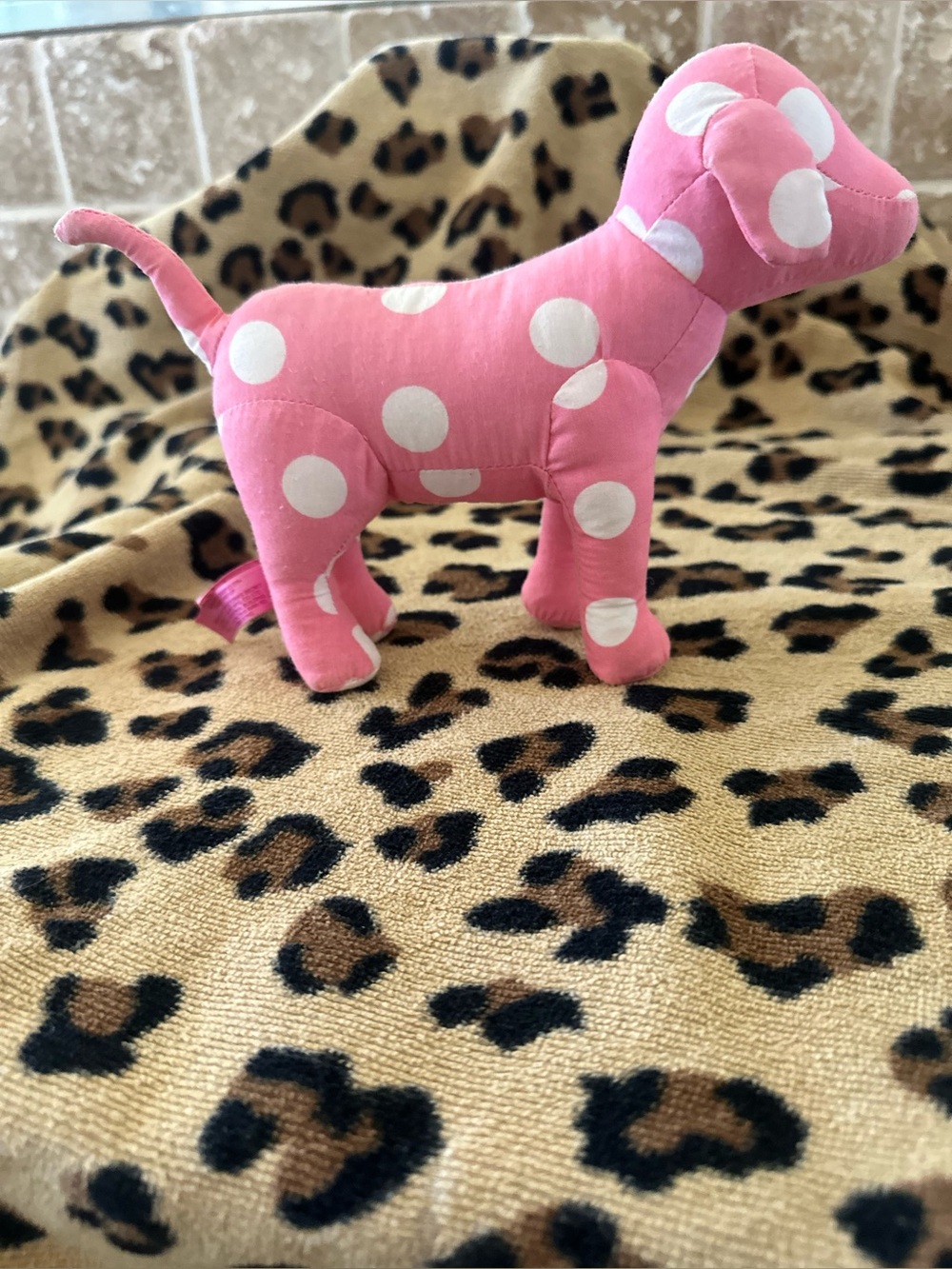 PINK Victoria's Secret Pink & White Polka Dot Dog Plush - Picture 5 of 6